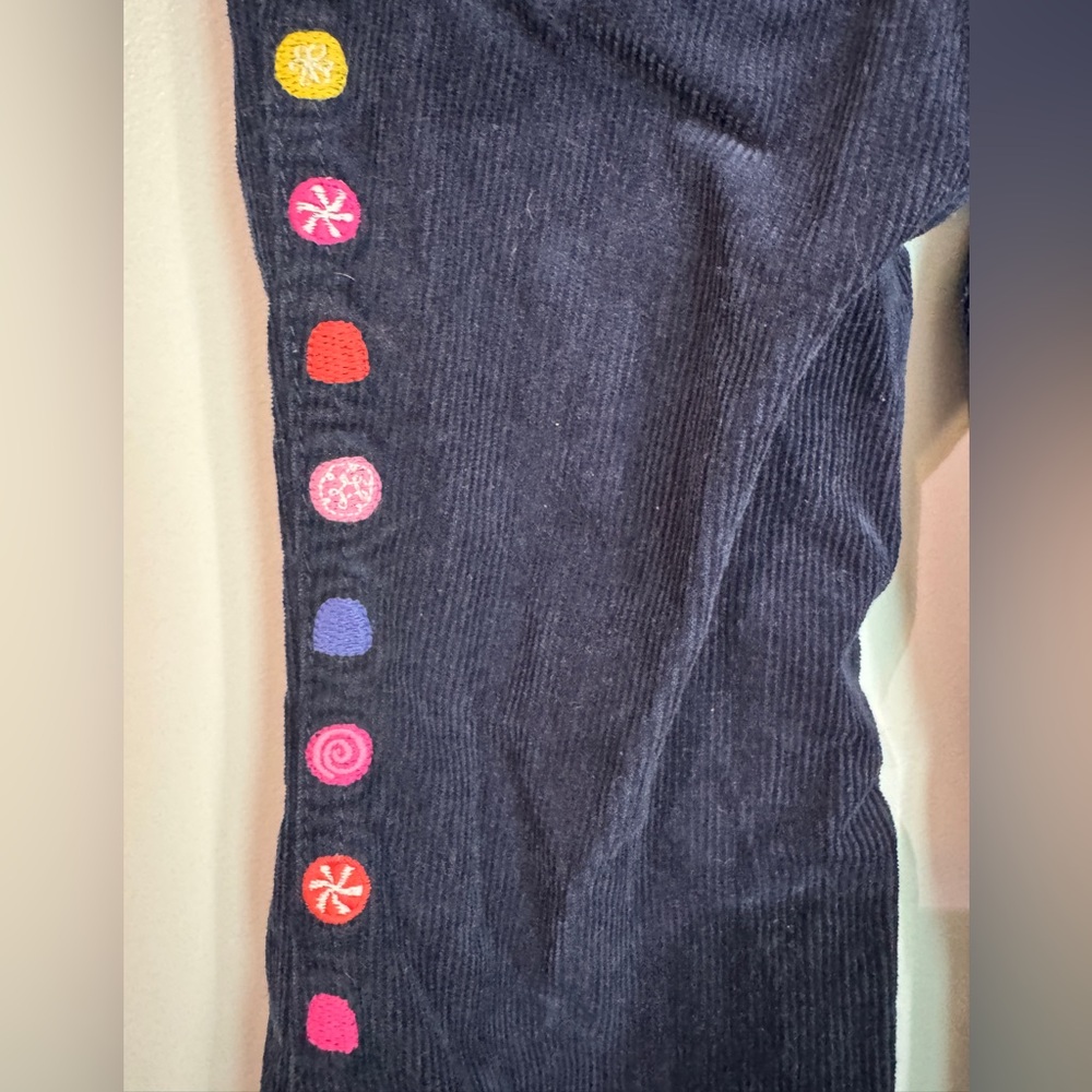 Vintage Gymboree Navy Corduroy Pants with embroidered candies - Picture 3 of 5